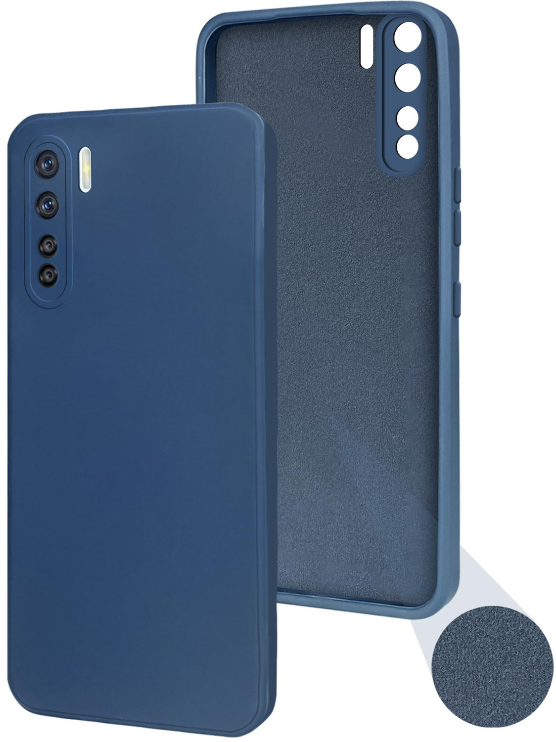 For Oppo F15 Back Cover Case ( Matte Finish Silicone with Inside Fiber cloth)