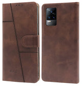 For Vivo V21e 4G Flip Cover Case (Stitched Leather Finish | Magnetic Closure | Inner TPU | Foldable Stand | Wallet Card Slots)