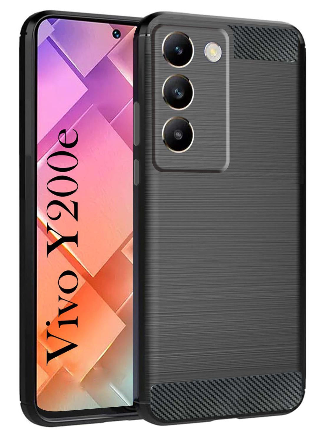 For Vivo Y200e Back Cover Case (Hybrid Armor Case | Carbon Fiber Shockproof | Soft and Flexible)