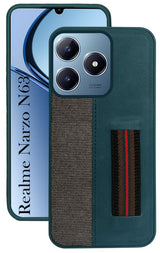 For Realme Narzo N63 Back Cover Case( Professional PU Leather | Strip Chain Holder Socket)