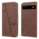 For Google Pixel 6a Flip Cover Case (Stitched Leather with Closure)