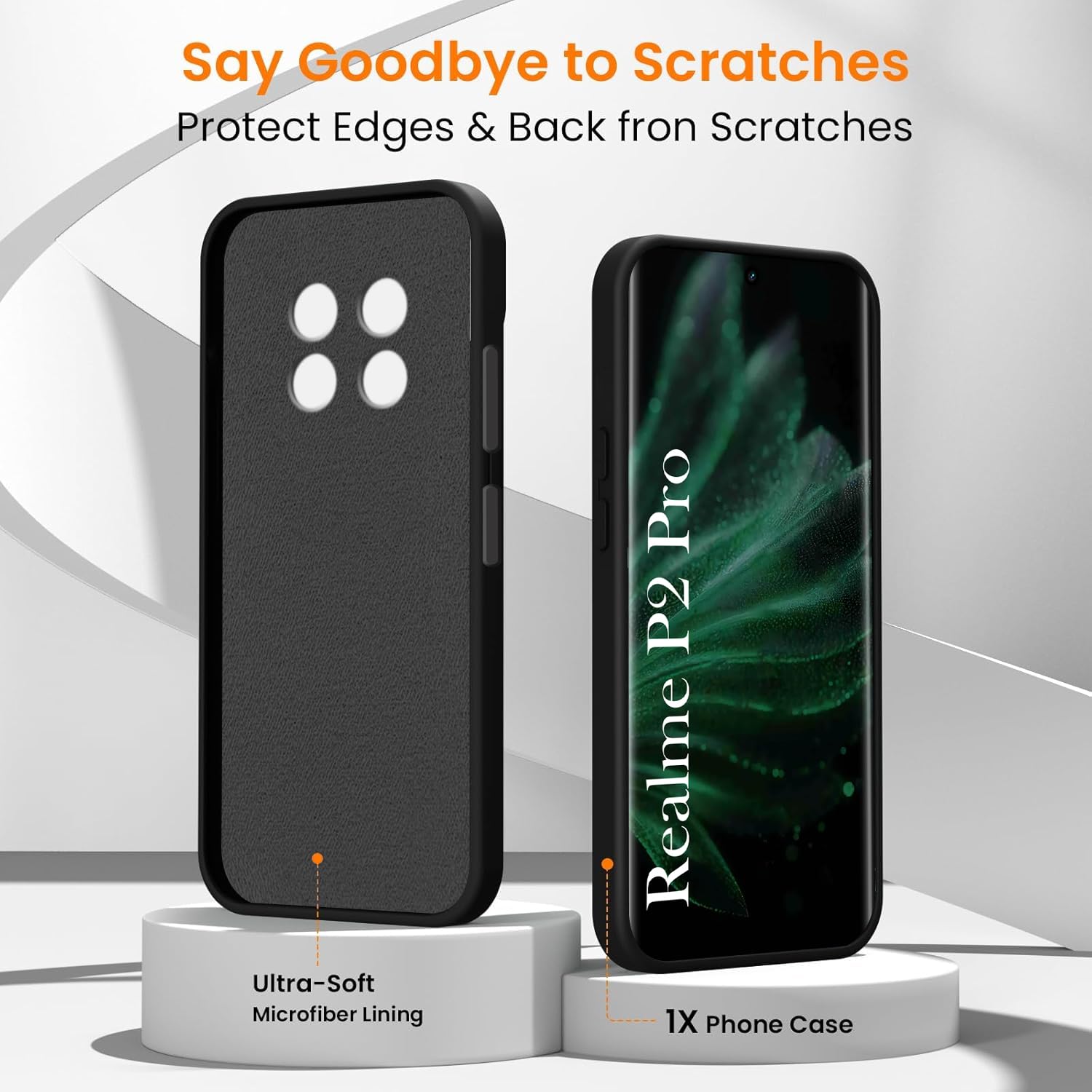 For Realme P2 Pro Back Cover Case  (Textured Grip Design | Micro-Fiber Cloth Inside | Slim and Light Weight | Soft Touch and Feel | Black)