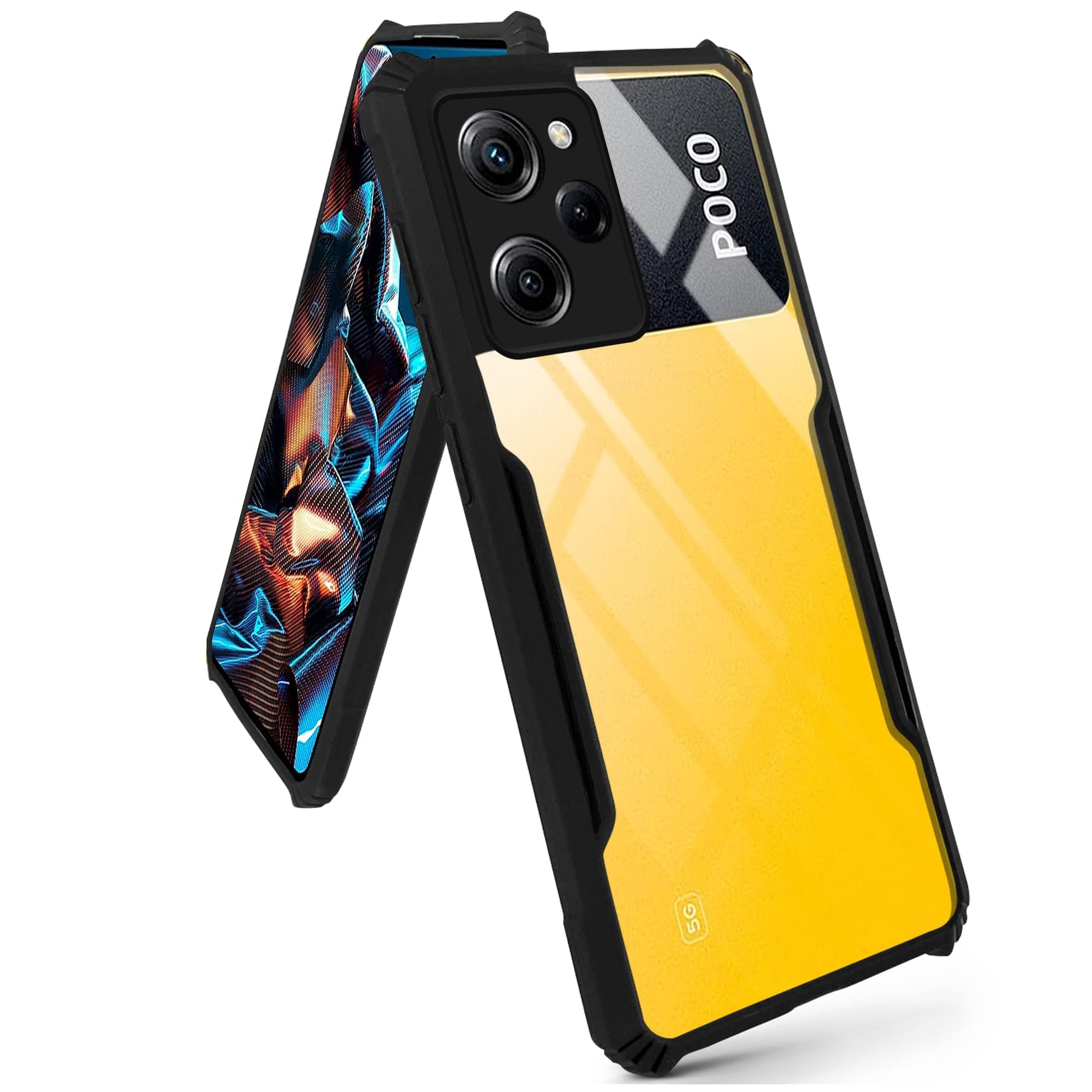 For Poco X5 Pro 5G Back Cover Case (Shockproof with Polycarbonate Clear Panel)
