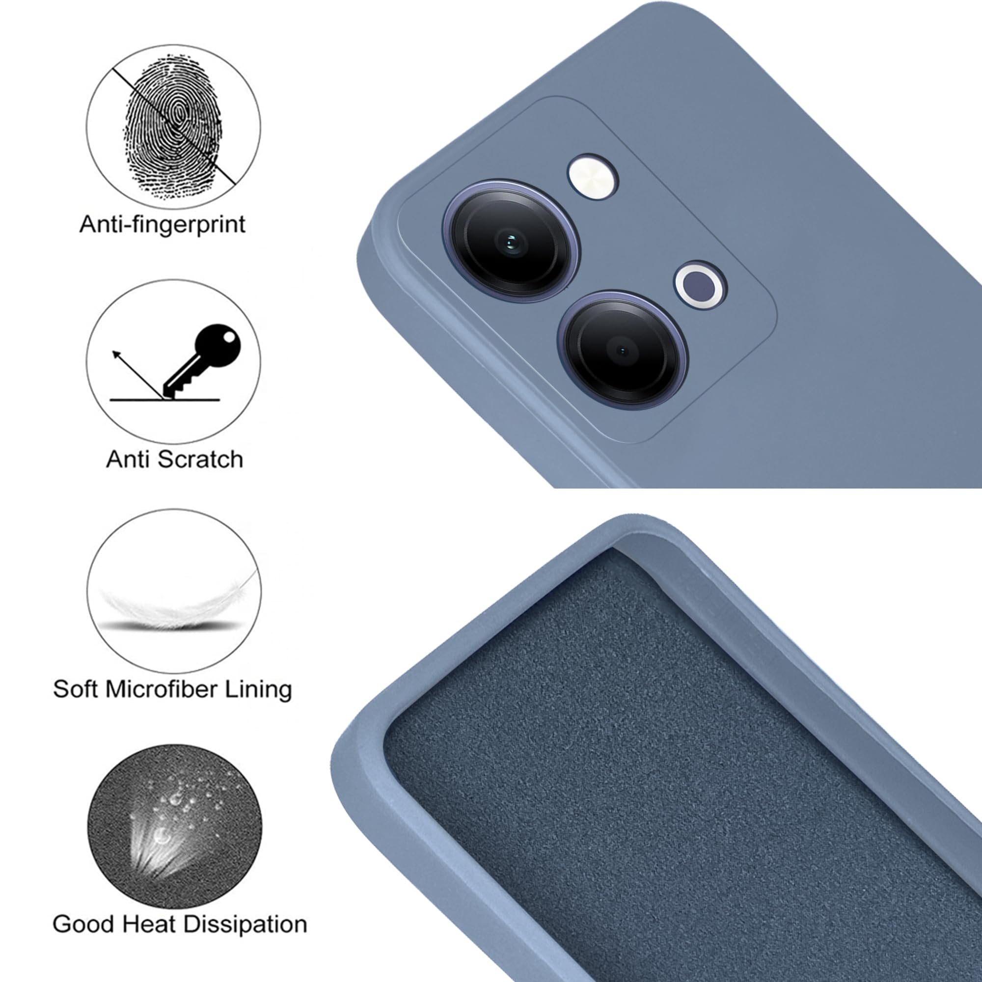 For Vivo iQOO Z11 Lite Back Cover Case (Matte Finish Silicone with Inside Fiber cloth)
