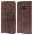 For Itel A23 Flip Cover Case (Stitched Leather Finish | Magnetic Closure | Foldable Stand | Wallet Card Slots)