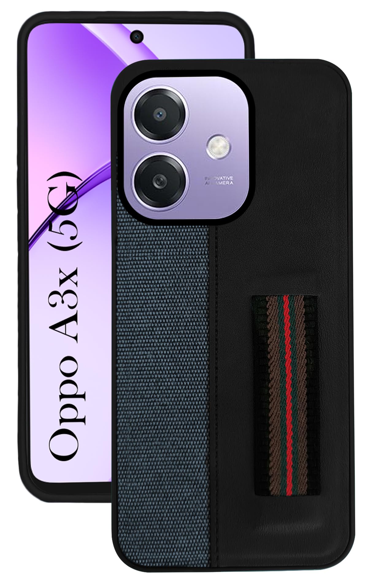 For Oppo A3X 5G | Oppo A3 5G Back Cover Case ( Professional PU Leather | Strip Chain Holder Socket)