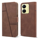 For Vivo Y16 Flip Cover Case (Stitched Leather Finish | Inner TPU | Foldable Stand | Wallet Card Slots)
