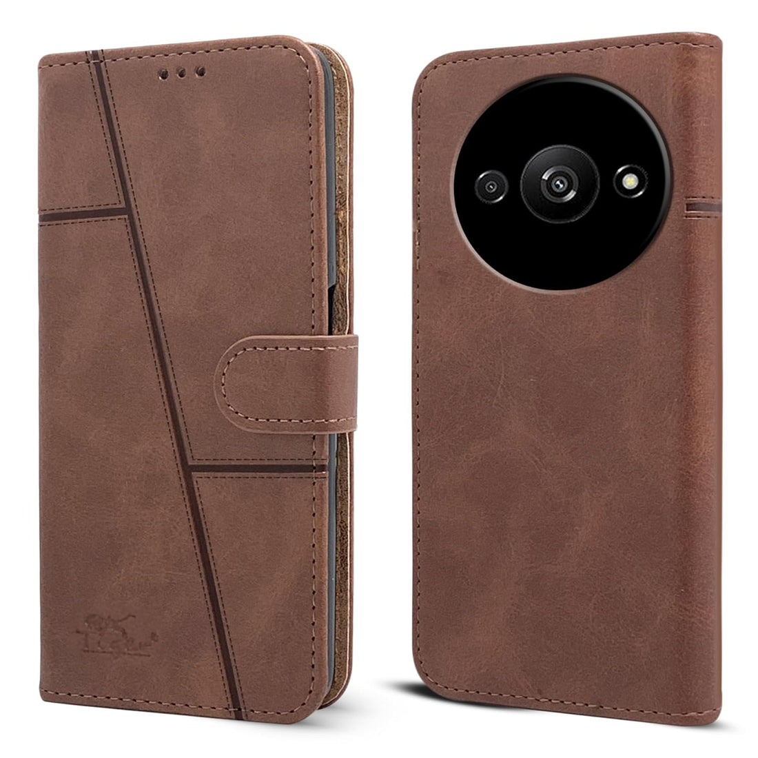 For Xiaomi Redmi A3 Flip Cover Case (Stitched Leather with Magnetic Closure)