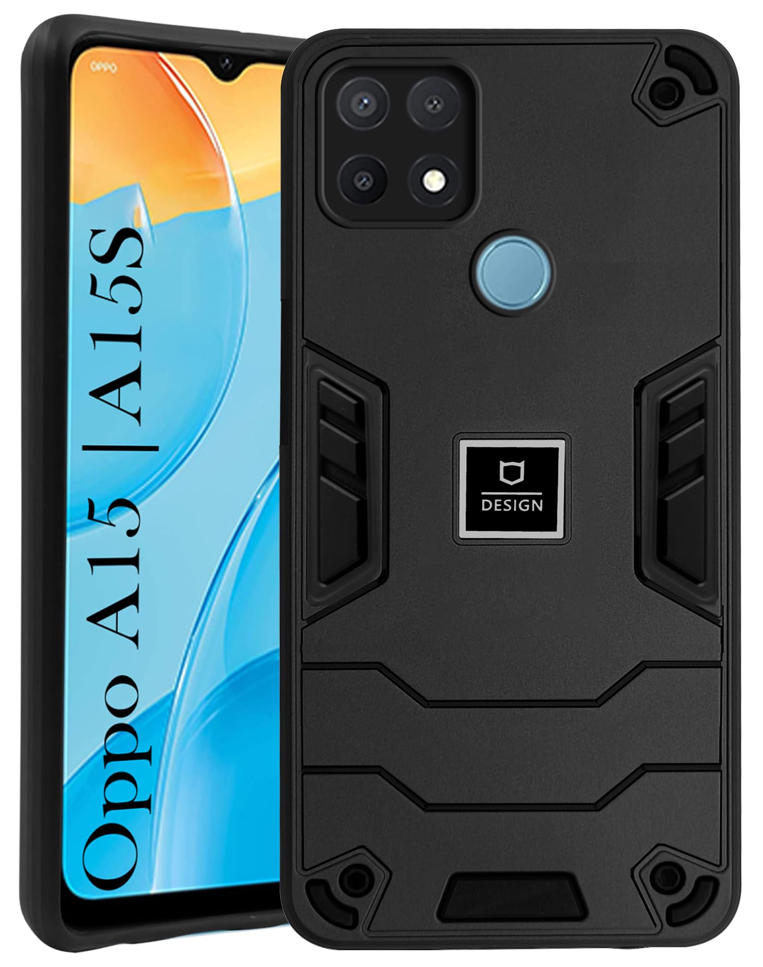 For Oppo A15 | Oppo A15s Back Cover Case  (Lightweight Hybrid Armor Shockproof Polycarbonate)
