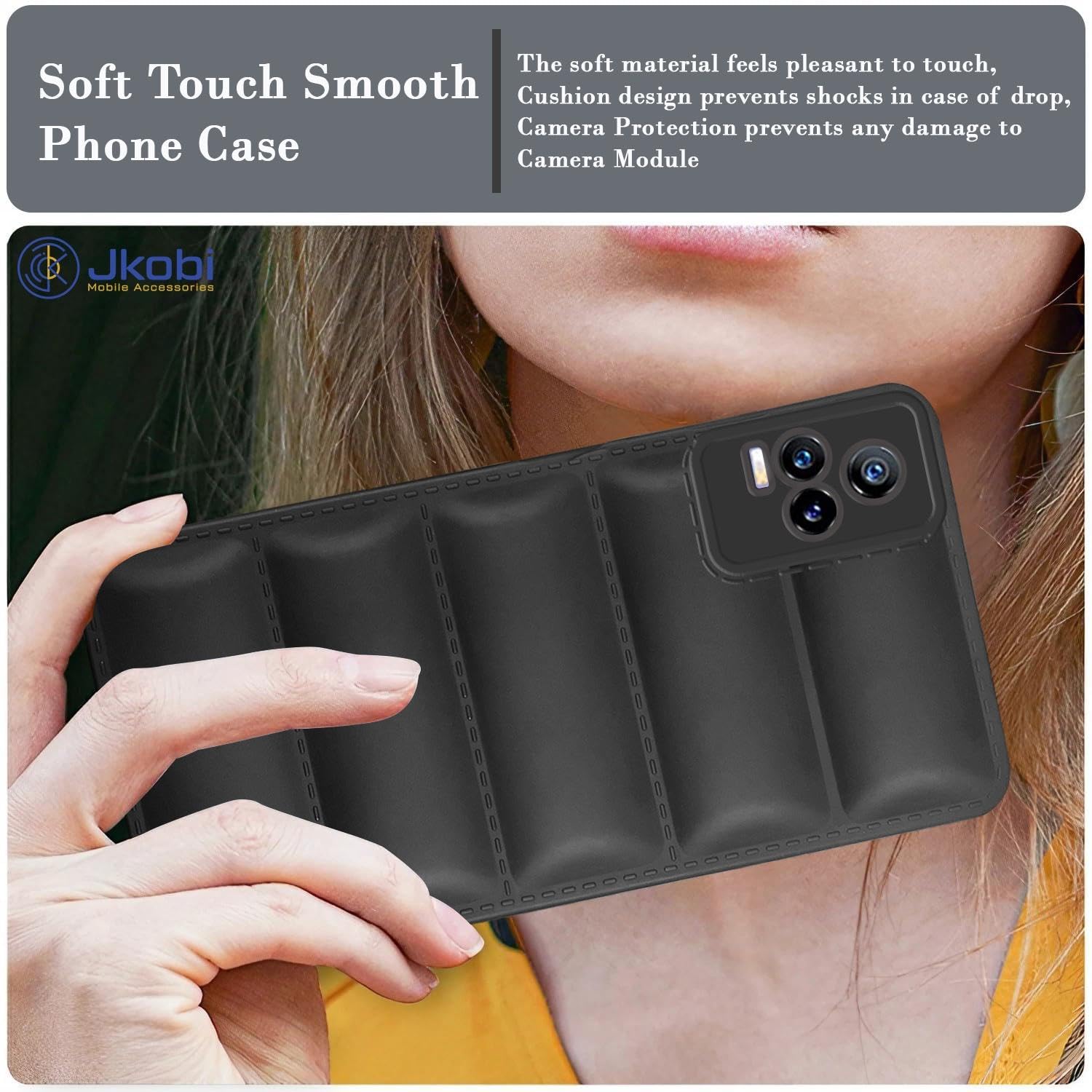 For Vivo Y73 Back Cover Case (Puffer Cushion Wave Design | Camera Protection)