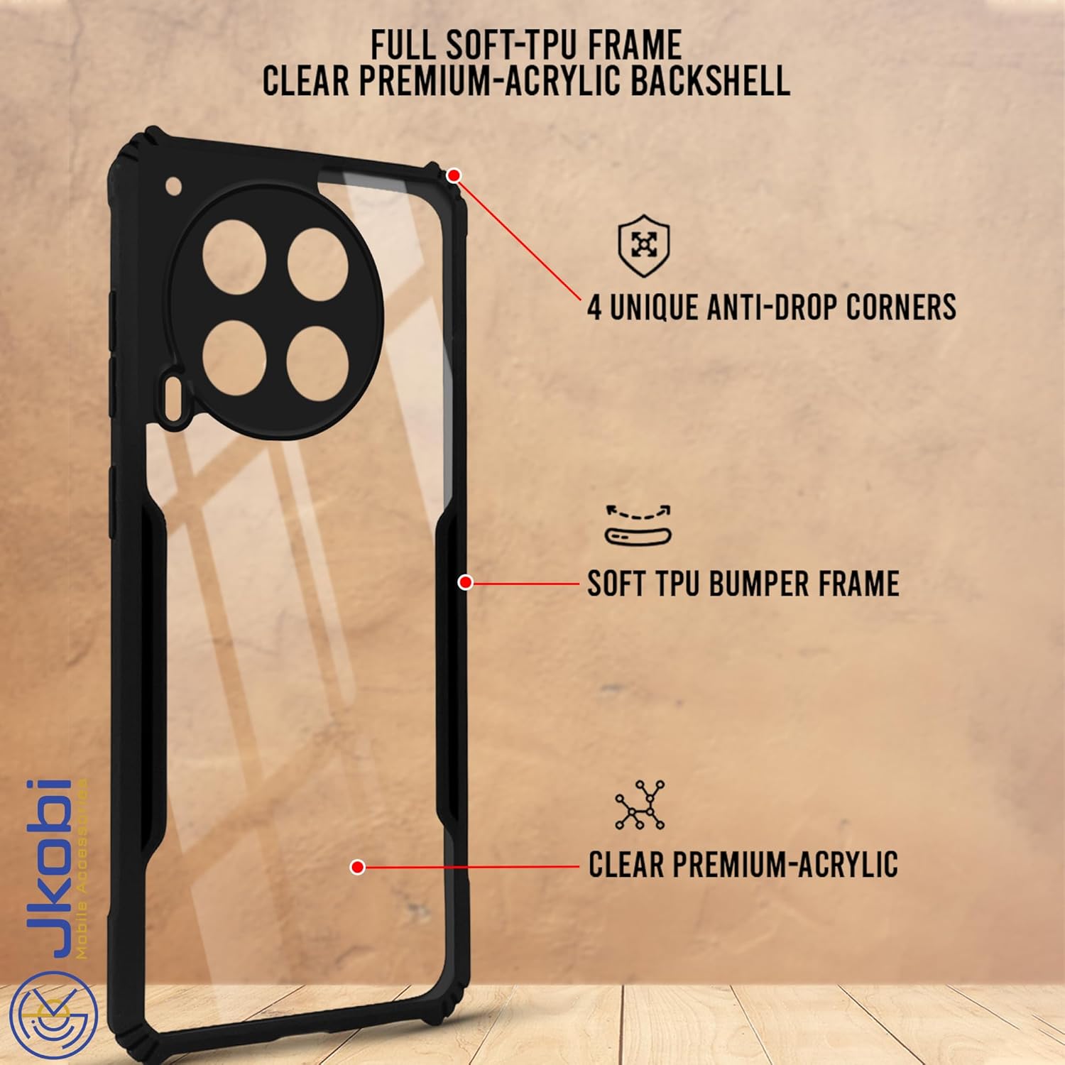 For Tecno Camon 30 4G | 5G Back Cover Case (Shockproof with Polycarbonate Clear Panel)