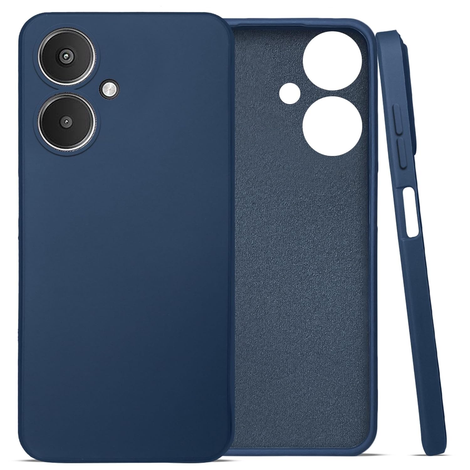 For Poco M6 5G Back Cover Case (Matte Finish Silicone with Inside Fiber Cloth)