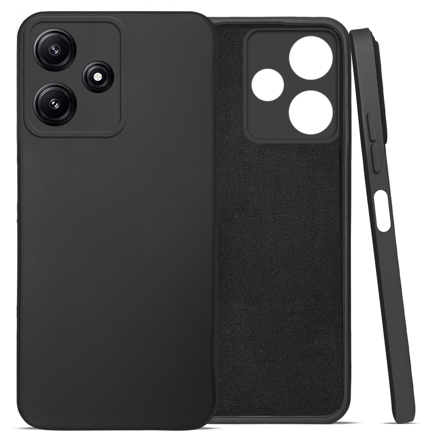For Poco M6 Pro Back Cover Case (Matte Finish Silicone with Inside Fiber Cloth)