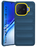 For Vivo iQOO Neo 10R Back Cover Case (Camera Lens Glass | Metal Stand Holder | Shockproof Hybrid | Anti Yellow | Black)