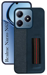 For Realme Narzo N63 Back Cover Case( Professional PU Leather | Strip Chain Holder Socket)