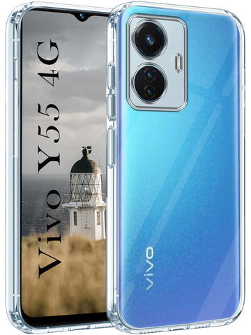 For Vivo Y55 4G Back Cover (Silicone Clear Case with Camera Protection | Soft and Flexible)