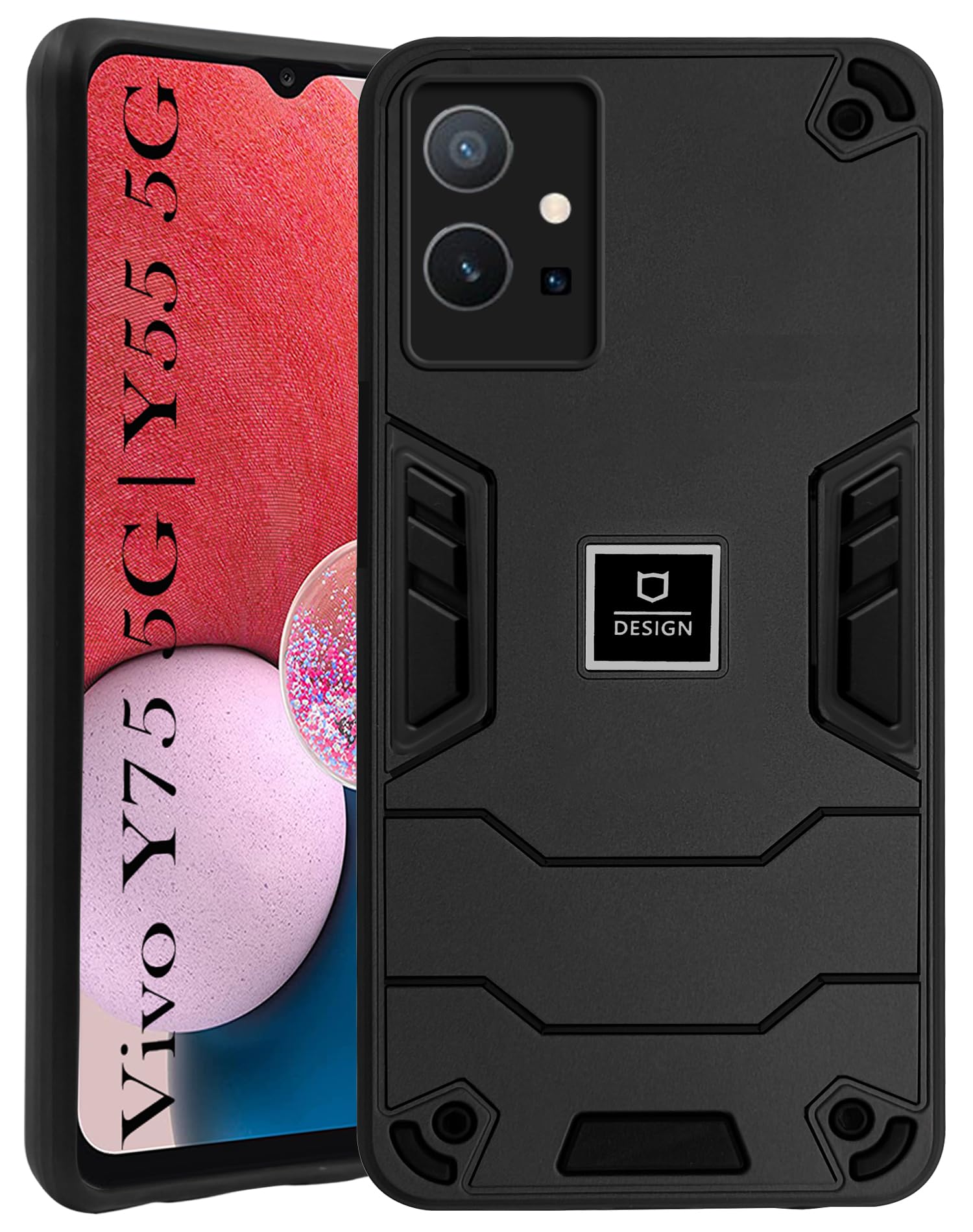For Vivo Y75 5G | Y55 5G Back Cover Case (Lightweight Hybrid Armor Shockproof Polycarbonate)