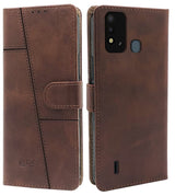 For Itel Vision 2s Flip Cover Case (Stitched Leather Finish | Magnetic Closure | Inner TPU | Foldable Stand | Wallet Card Slots)