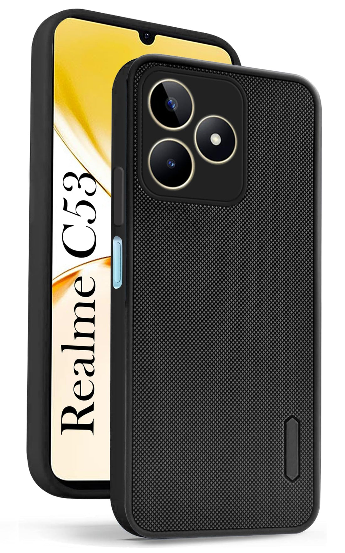 For Realme C53 Back Cover Case Rubberised (Textured Grip Design| Micro-Fiber Cloth Inside | Slim and Light Weight | Soft Touch and Feel)