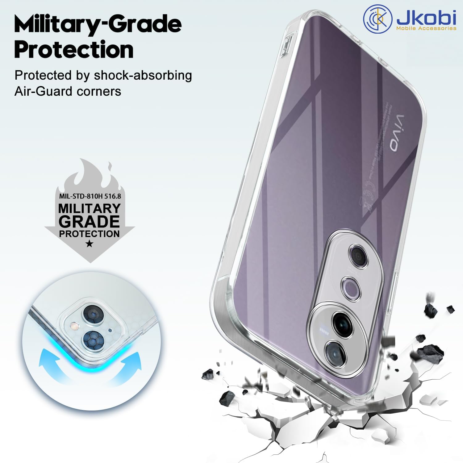 For Vivo V40 | Vivo V40 Pro 5G Back Cover (Silicone Clear Shockproof Case with Camera Protection | Soft and Flexible)