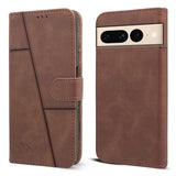 For Google Pixel 7 Pro Flip Cover Case (Stitched Leather Magnetic Closure)