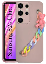 For Samsung Galaxy S24 Ultra Back Cover Girls Case with Bracelet (Wrist Hanging Chain | Teddy Toy Cartoon)