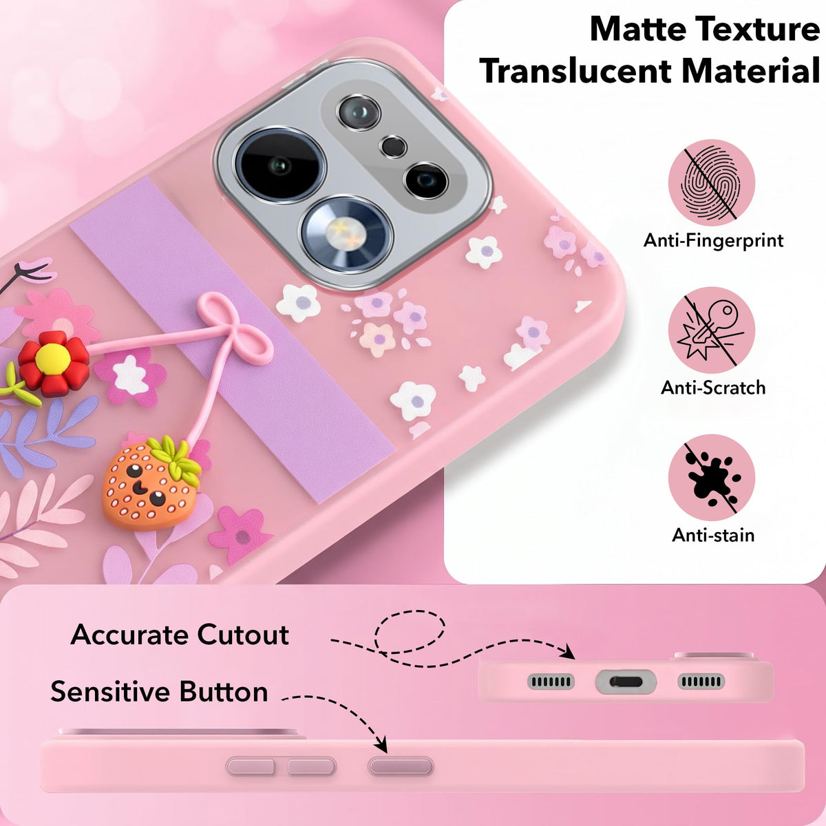 For Realme 16 Pro Back Cover Case (3D Cute Cartoons | Hard Back Side Soft | Matte Premium Finish | HD Printing)