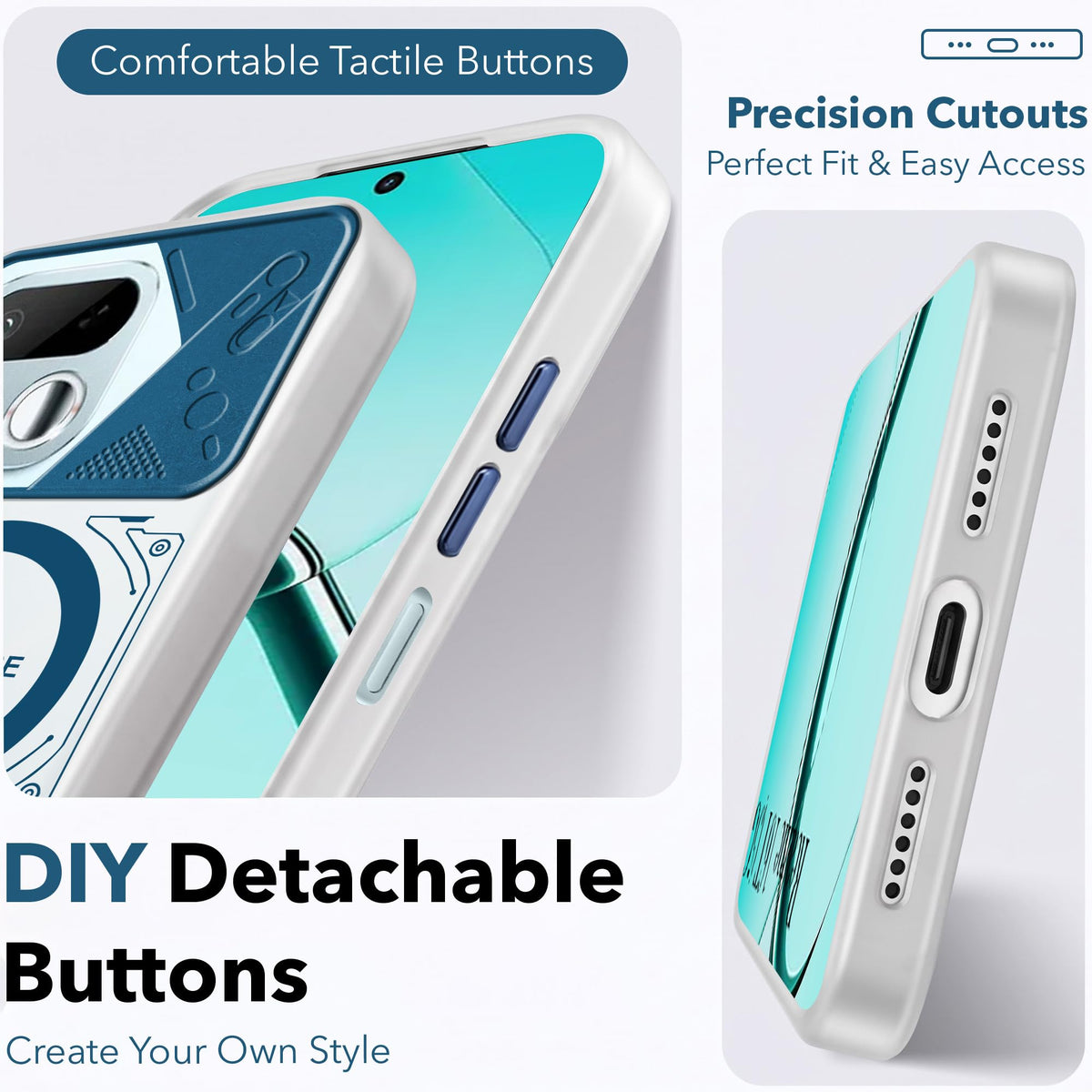 For Realme 16T 5G Metallic Back Cover Case (Metallic Camera Protection & Buttons | Translucent Milky Shade | Hard Polycarbonate)