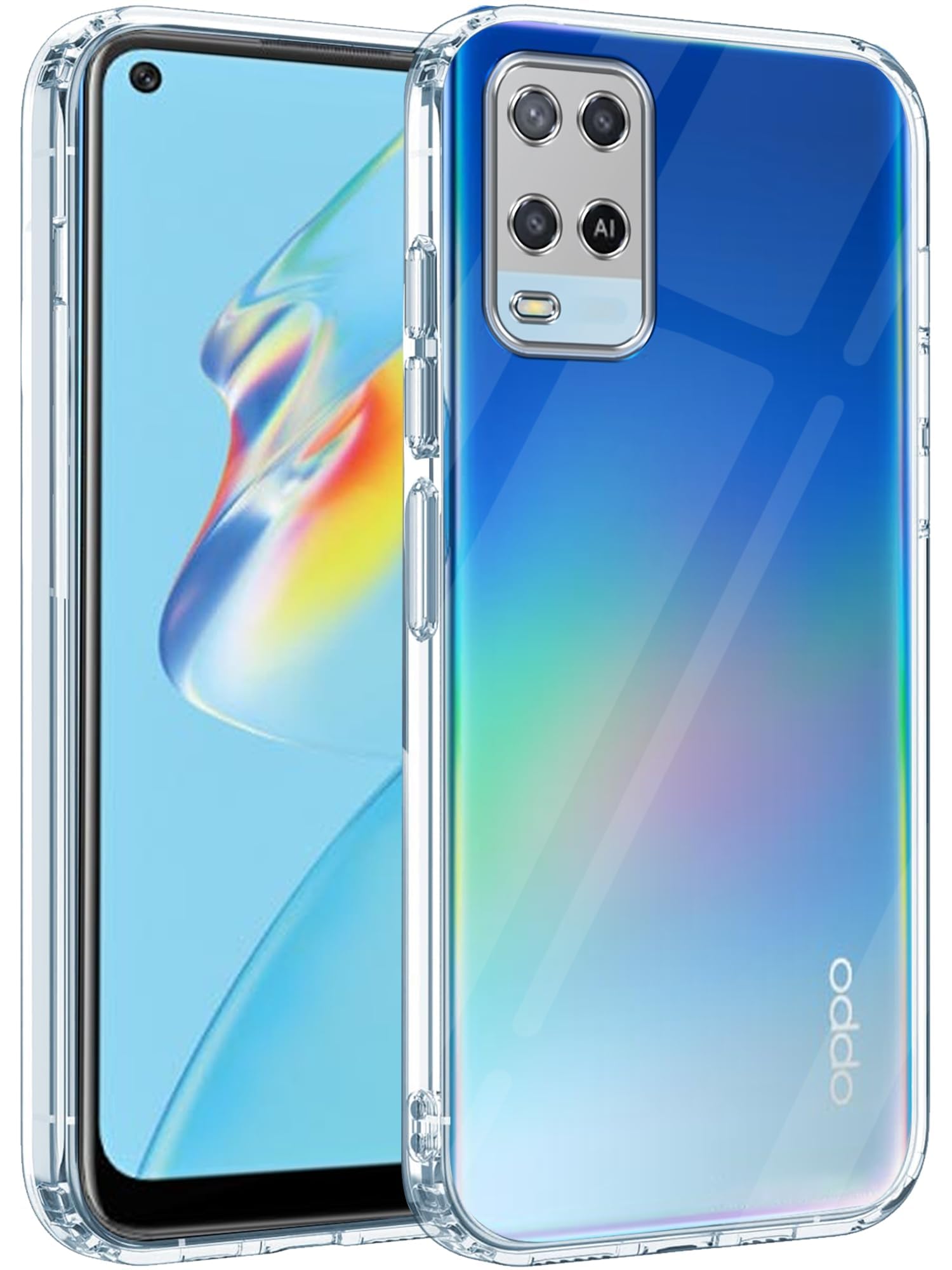 For Oppo A54 Back Cover (Silicone Clear Shockproof Case with Camera Protection | Soft and Flexible)