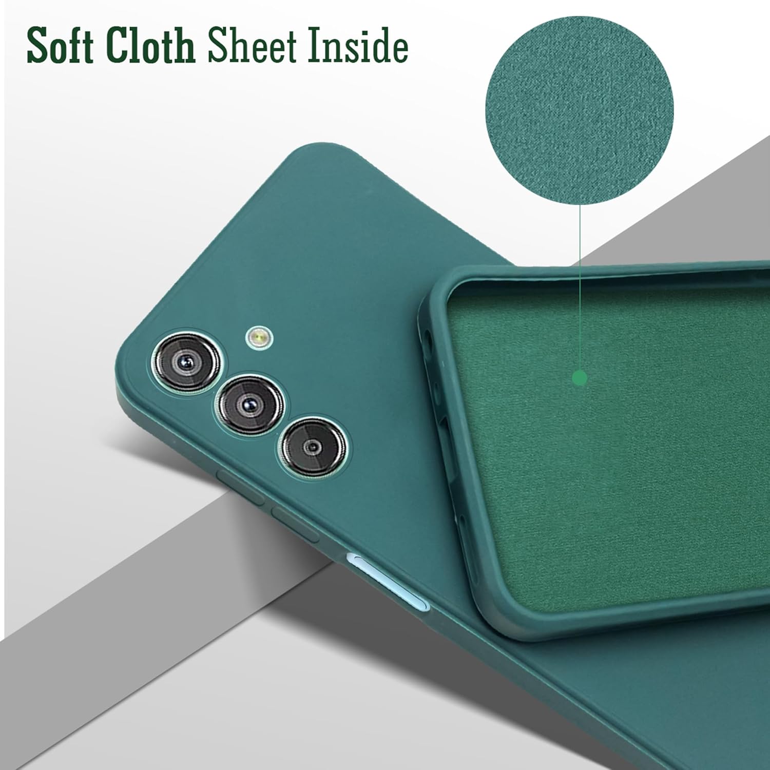 For Samsung Galaxy M15 5G Back Cover Case (Matte Finish Silicone with Inside Fiber Cloth)