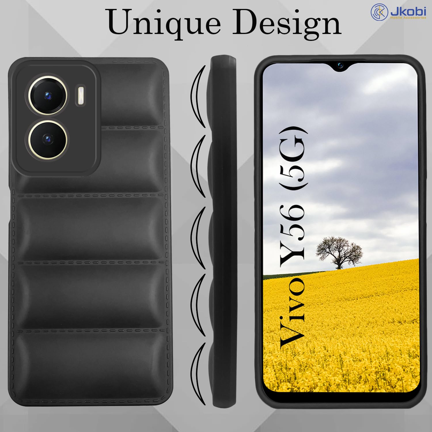 For Vivo Y56 5G Back Cover Case (Puffer Cushion Wave Design | Camera Protection)