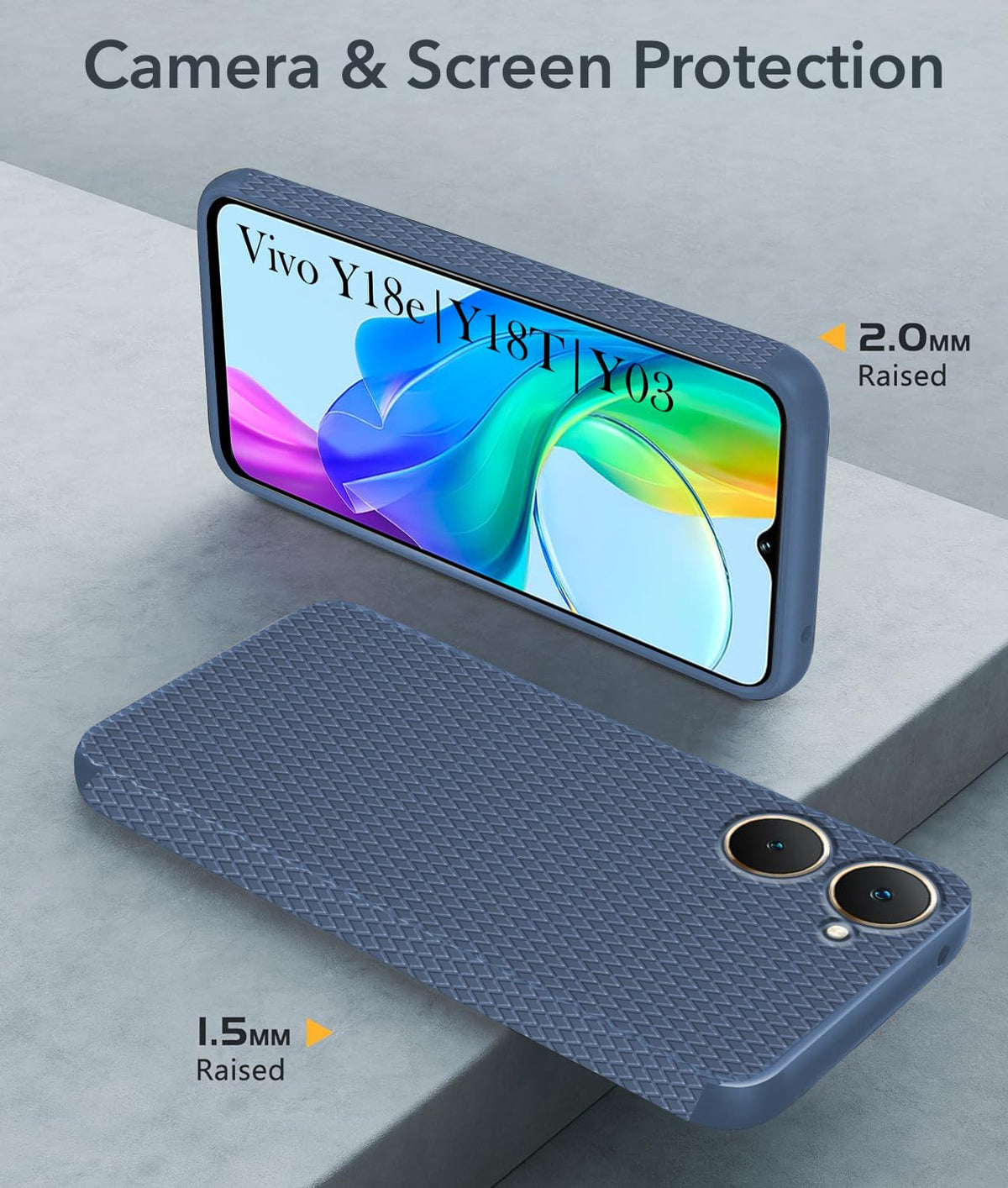 For Vivo Y18e | Vivo Y03 | Vivo Y18i Back Cover Case (Liquid Silicone | Side Grip | Camera Protection)