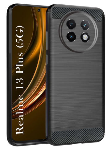 For Realme 13 Plus Back Cover Case( Hybrid Armor Case | Carbon Fiber Shockproof | Soft and Flexible)