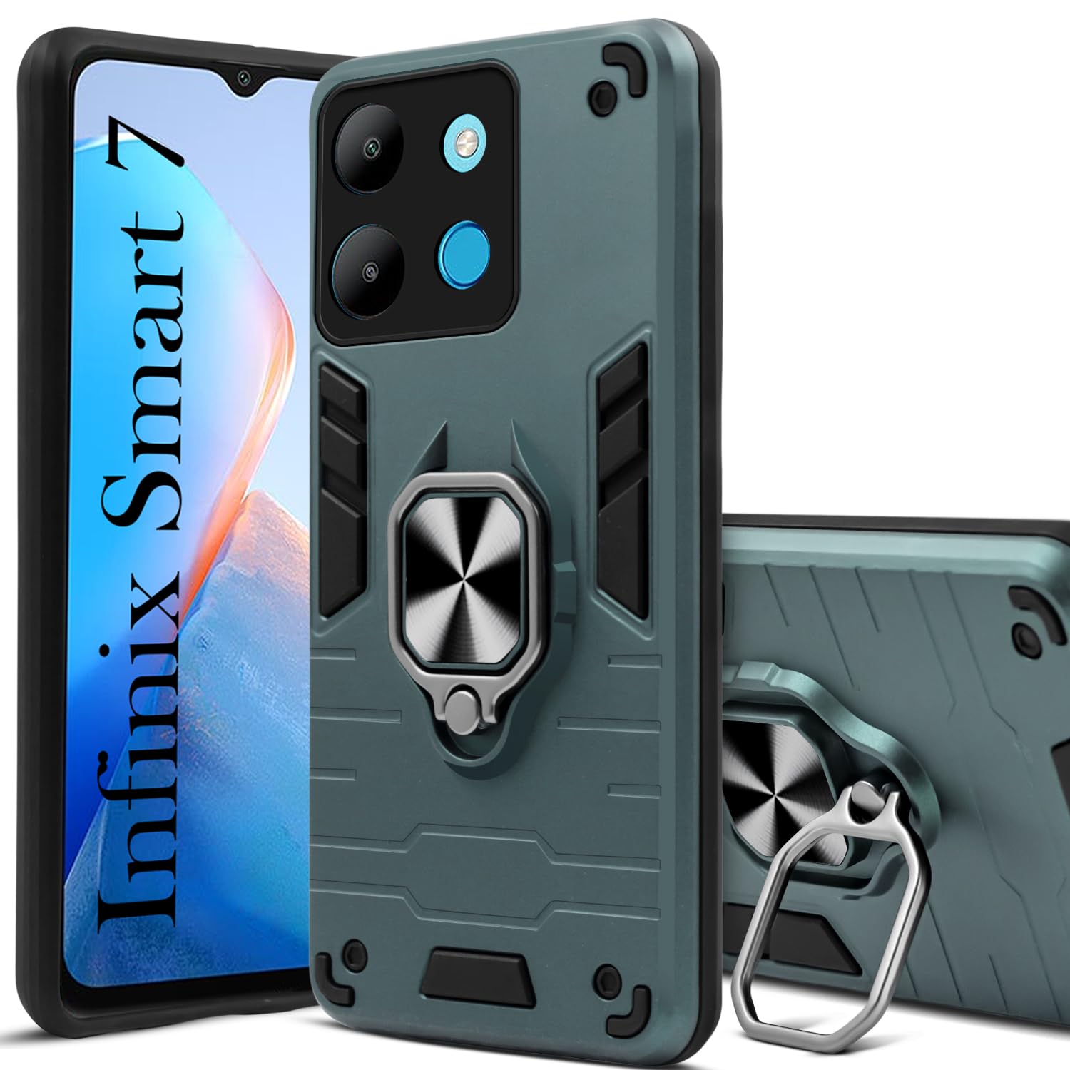 For Infinix Smart 7 Back Cover Case (Shockproof Polycarbonate Dual Layer Hybrid Armor)