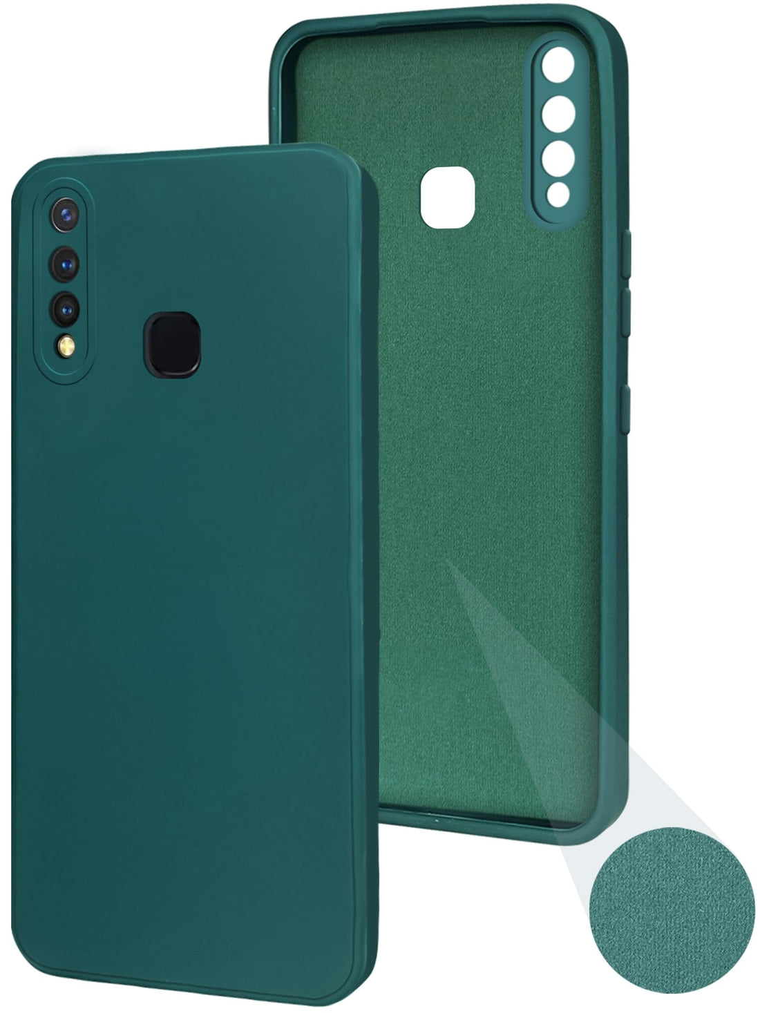 For Vivo Y19 | Y5s Back Cover Case ( Matte Finish Silicone with Inside Fiber cloth)