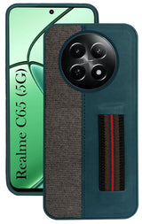 For Realme C65 5G Back Cover Case (Professional PU Leather | Strip Chain Holder Socket)