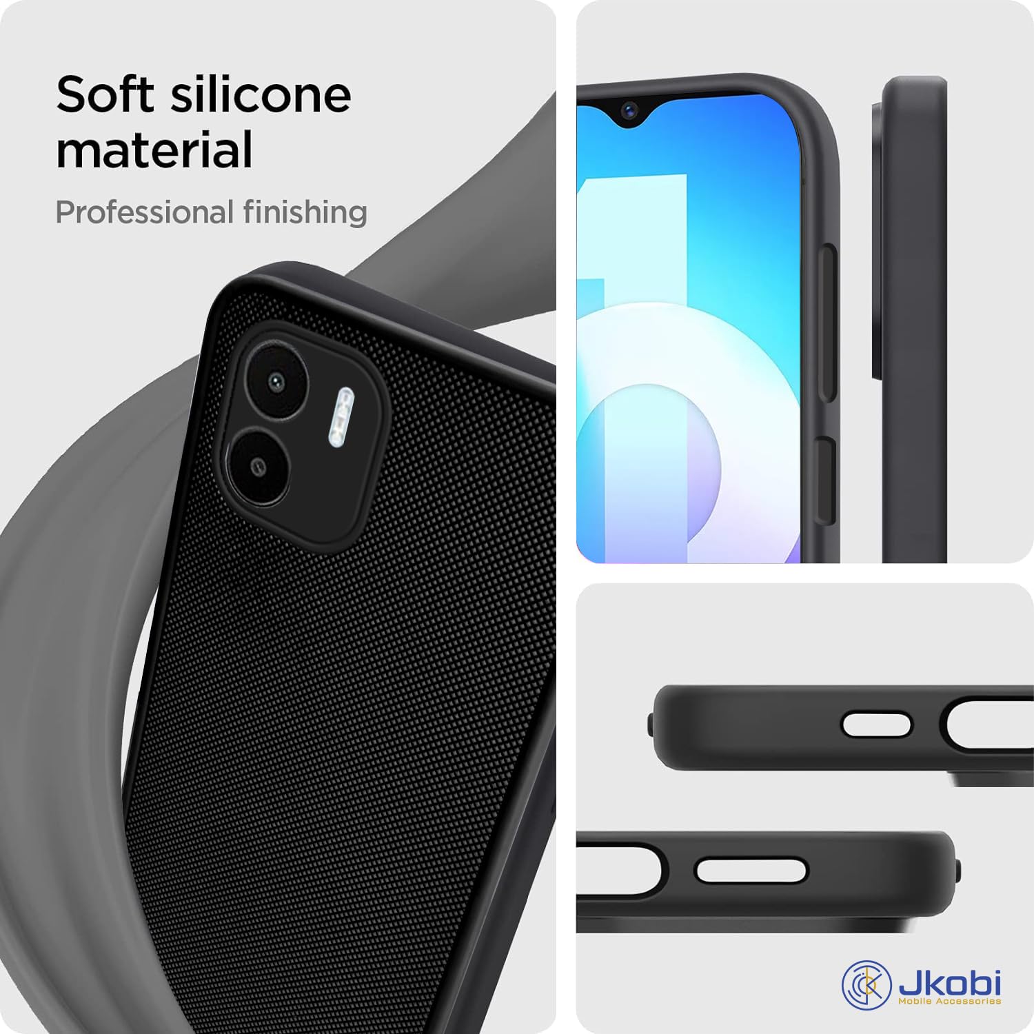 For Redmi A1 | Redmi A2 Back Cover Case Rubberised (Textured Grip Design| Micro-Fiber Cloth Inside | Slim and Light Weight | Soft Touch and Feel)