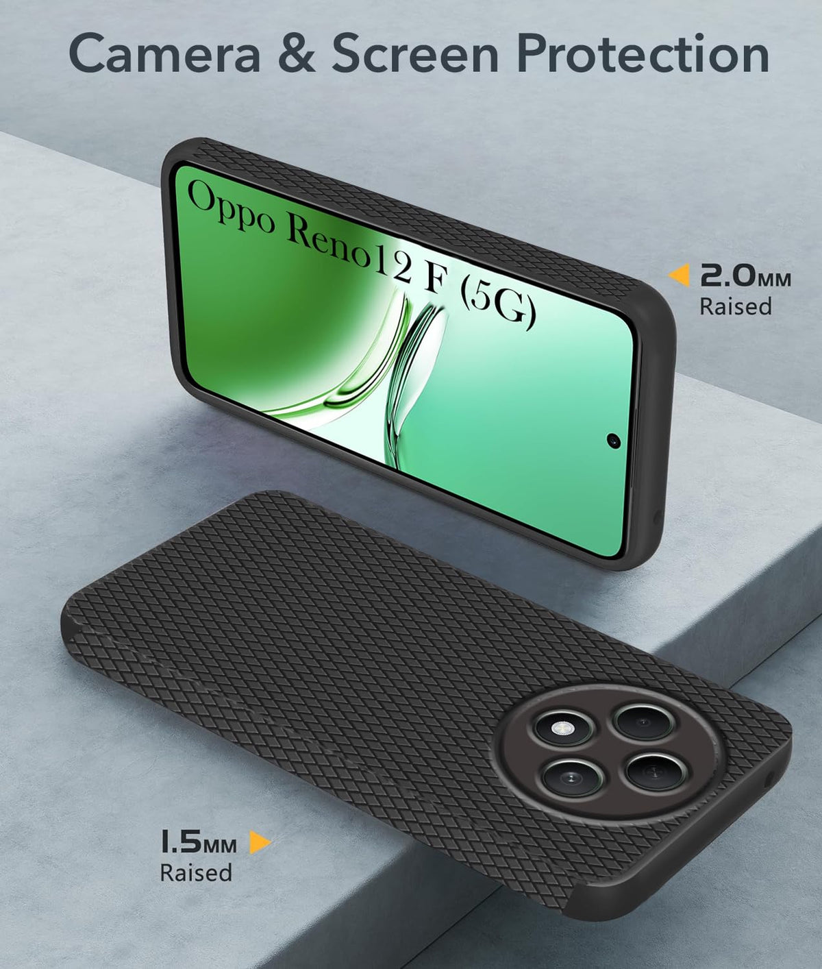 For Oppo Reno 12F 5G Back Cover Case  (Liquid Silicone | Side Grip | Camera Protection)