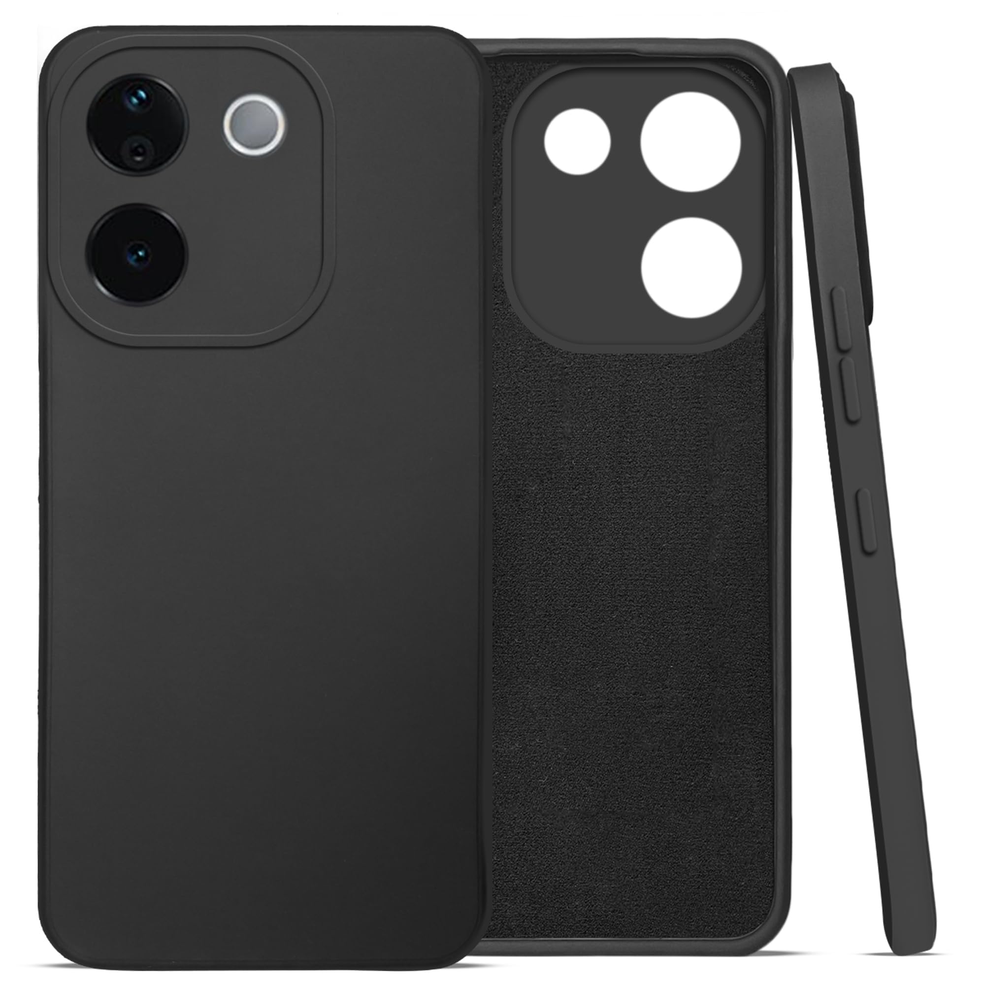 For Vivo T3 Pro Back Cover Case ( Matte Finish Silicone with Inside Fiber cloth)