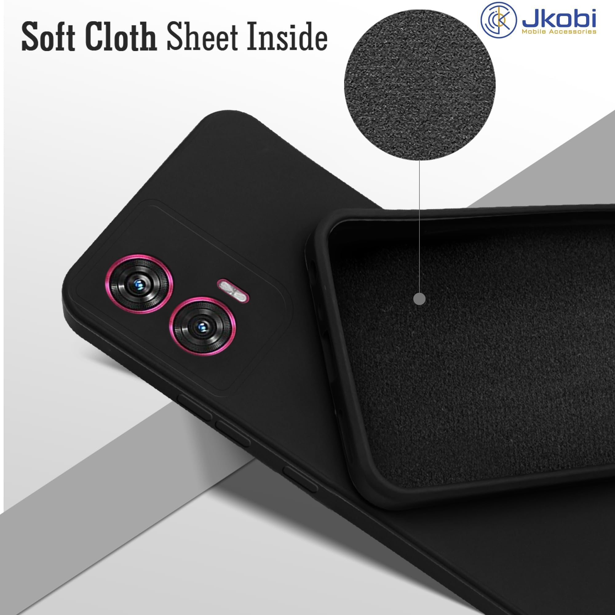 For Motorola Moto Edge 60 Back Cover Case (Matte Finish Silicone with Inside Fiber cloth)