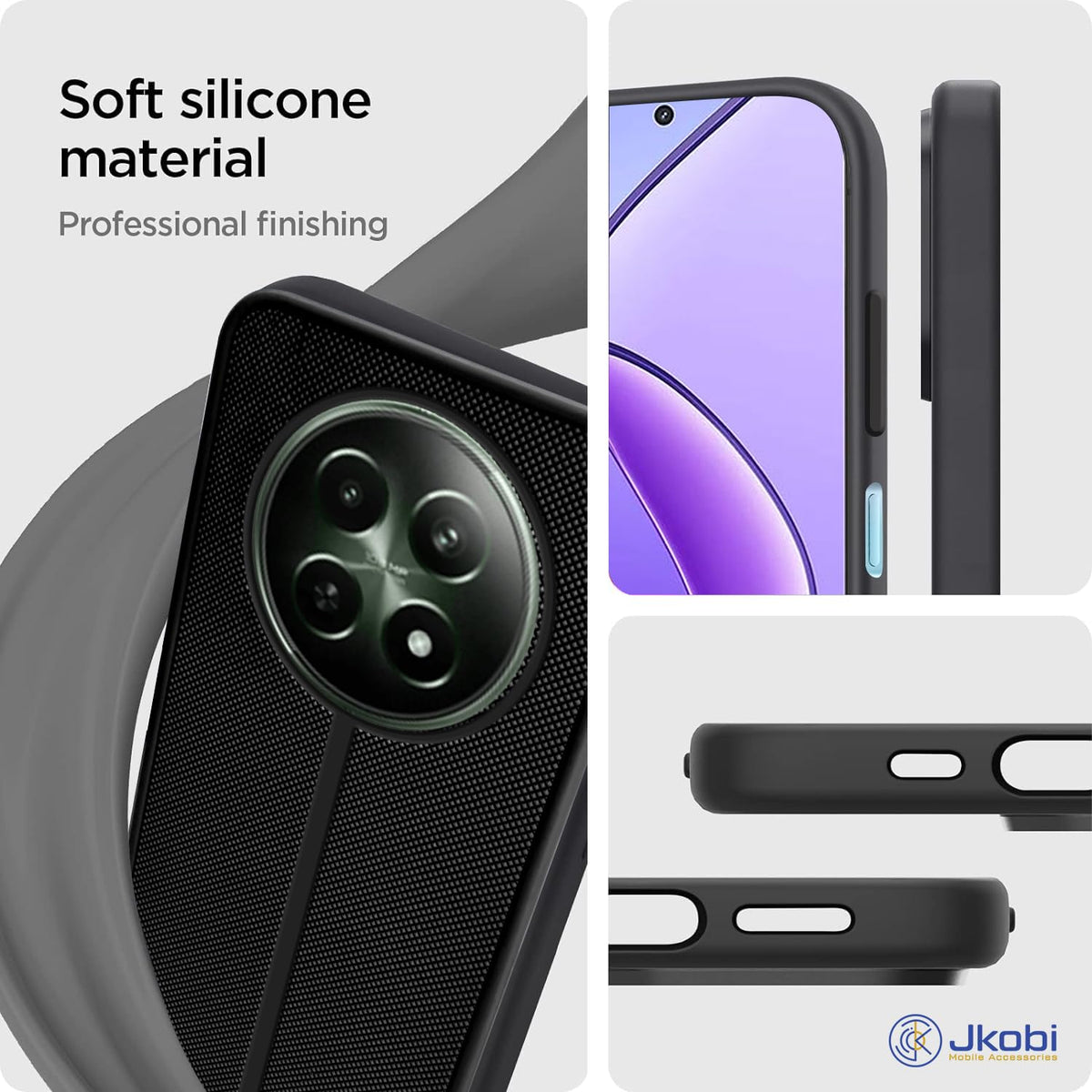 For Realme Narzo 70x Back Cover Case Rubberised (Textured Grip Design| Micro-Fiber Cloth Inside | Slim and Light Weight | Soft Touch and Feel)
