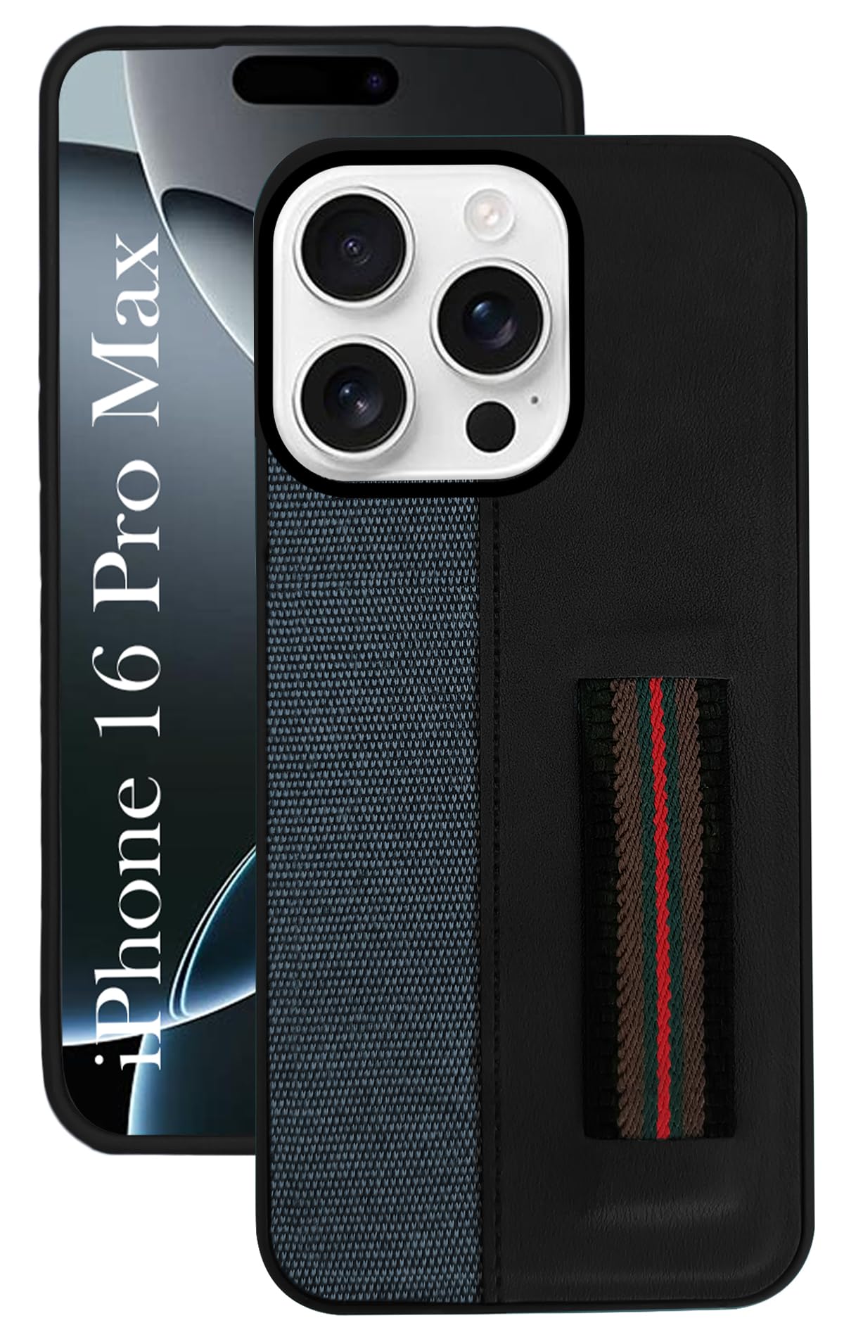 For Apple iPhone 16 Pro Max ( Professional PU Leather | Strip Chain Holder Socket)