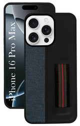For Apple iPhone 16 Pro Max ( Professional PU Leather | Strip Chain Holder Socket)