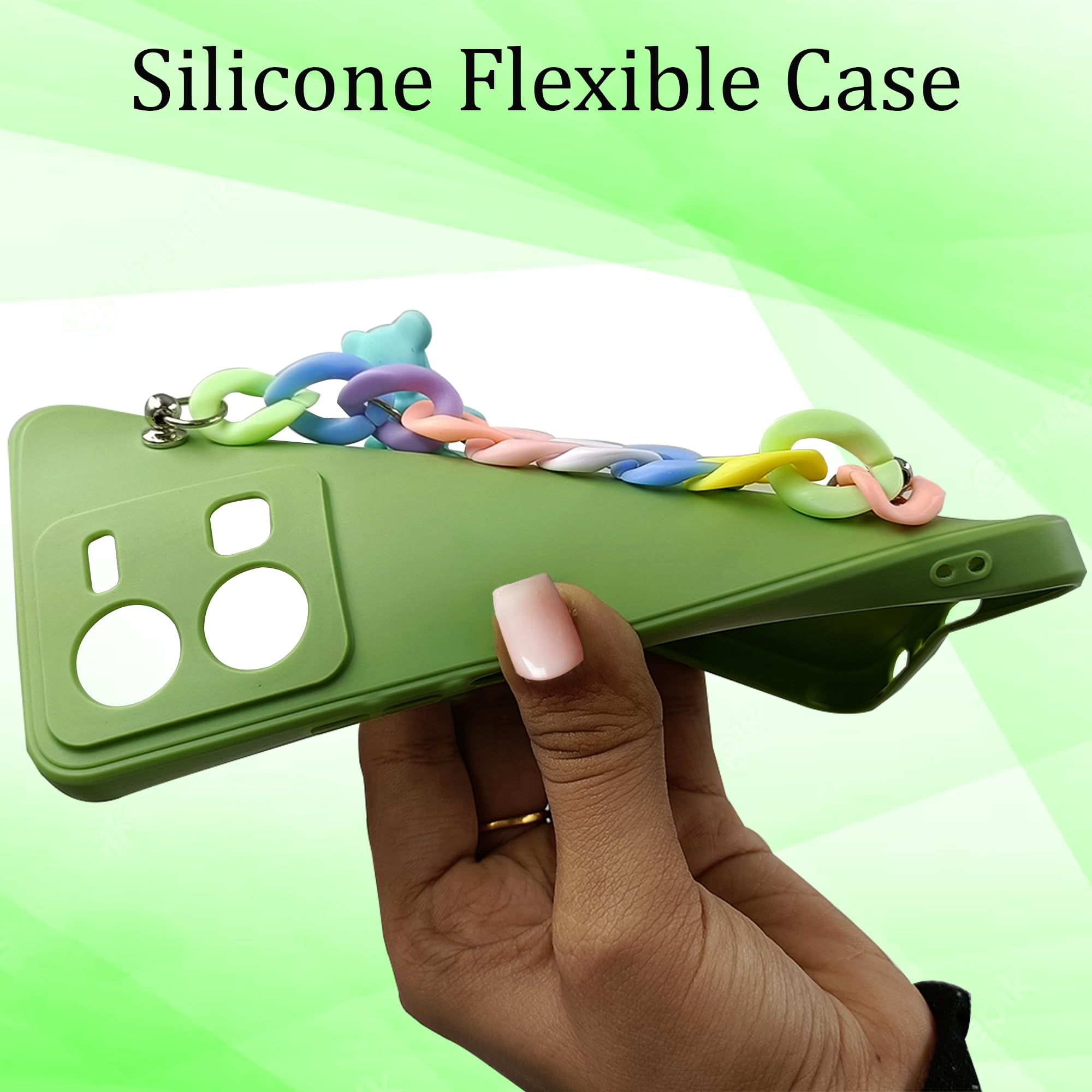 For Xiaomi 11 Lite 5G NE Back Cover Girls Case with Bracelet (Wrist Hanging Chain | Teddy Toy Cartoon)