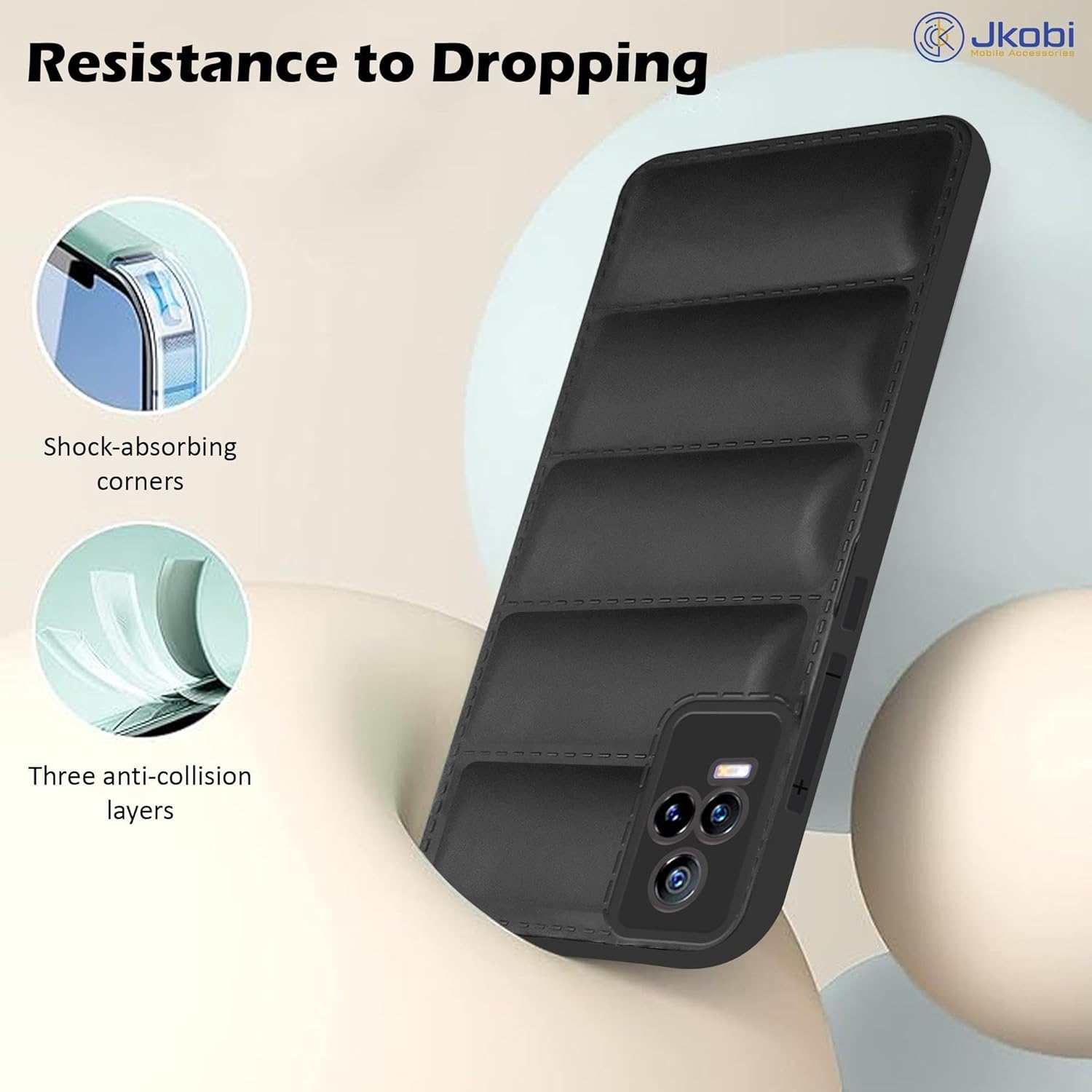 For Vivo Y73 Back Cover Case (Puffer Cushion Wave Design | Camera Protection)