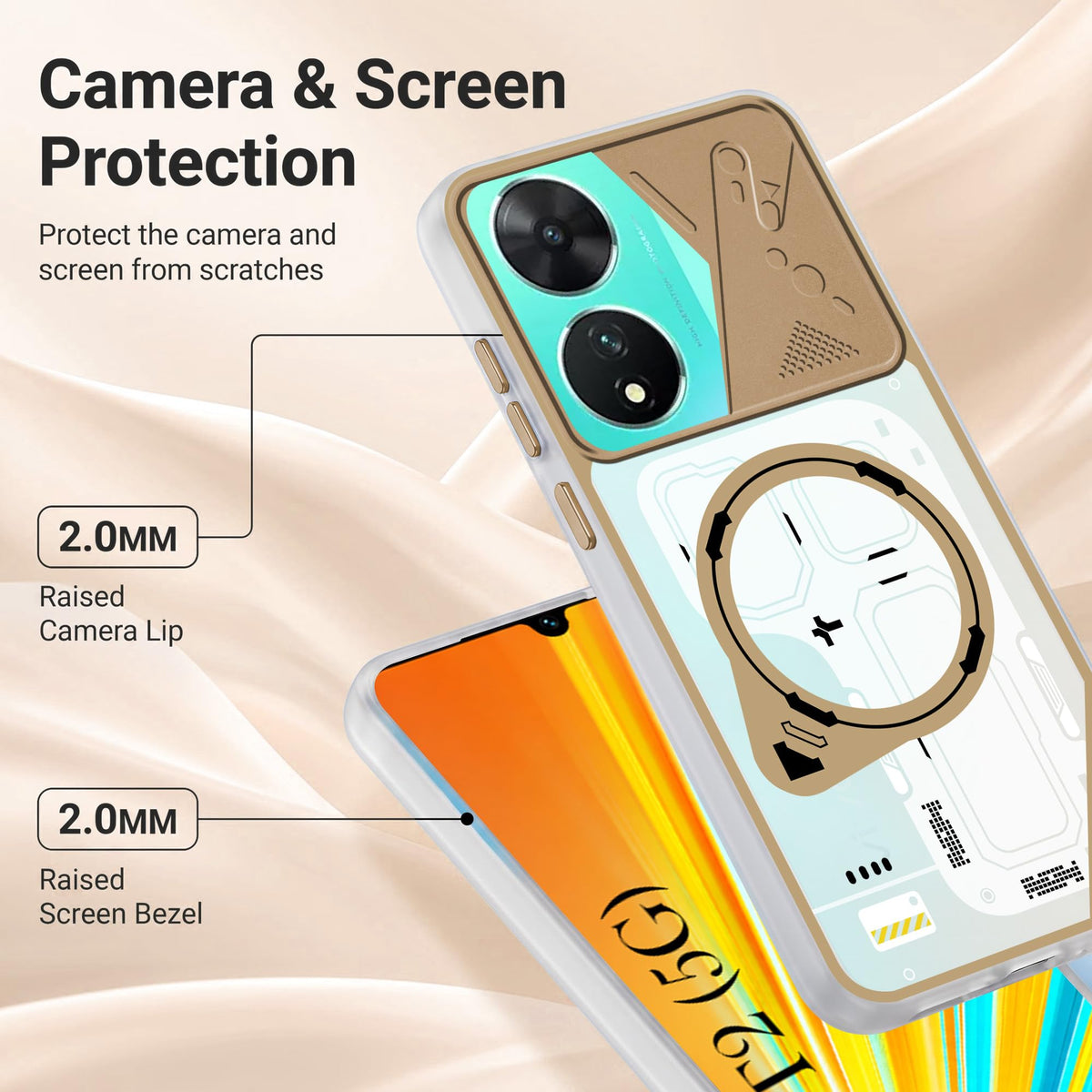 For Vivo T2 Metallic Back Cover Case (Metallic Camera Protection & Buttons | Translucent Milky Shade | Hard Polycarbonate)