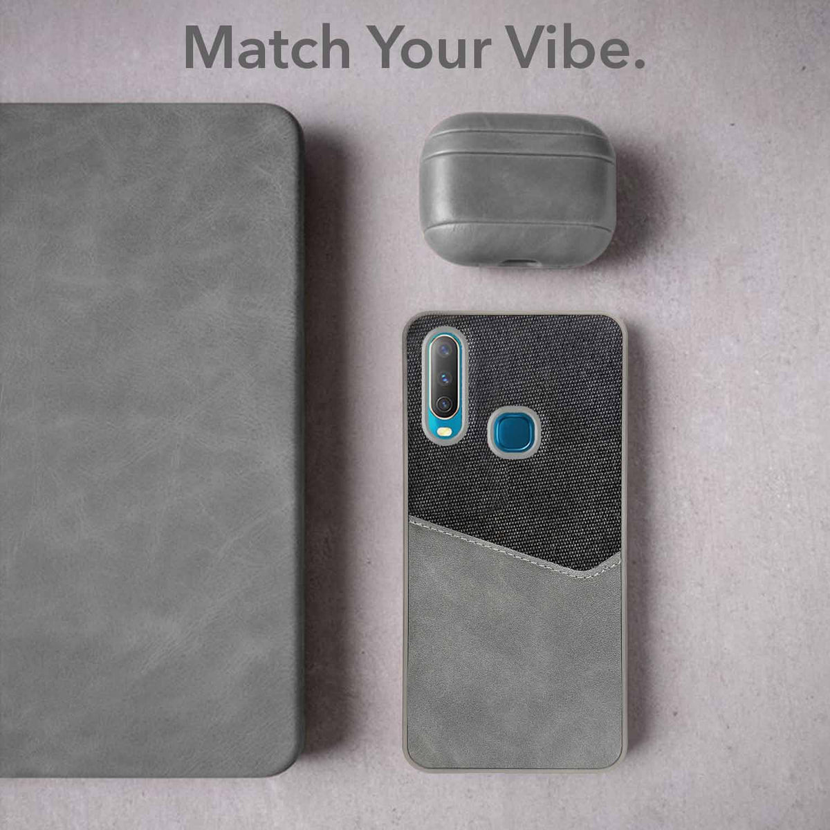 For Vivo Y12 | Y15 | Y17 Back Cover Case (Dual PU Leather Stitch | Professional Minimalist | Soft and Flexible)