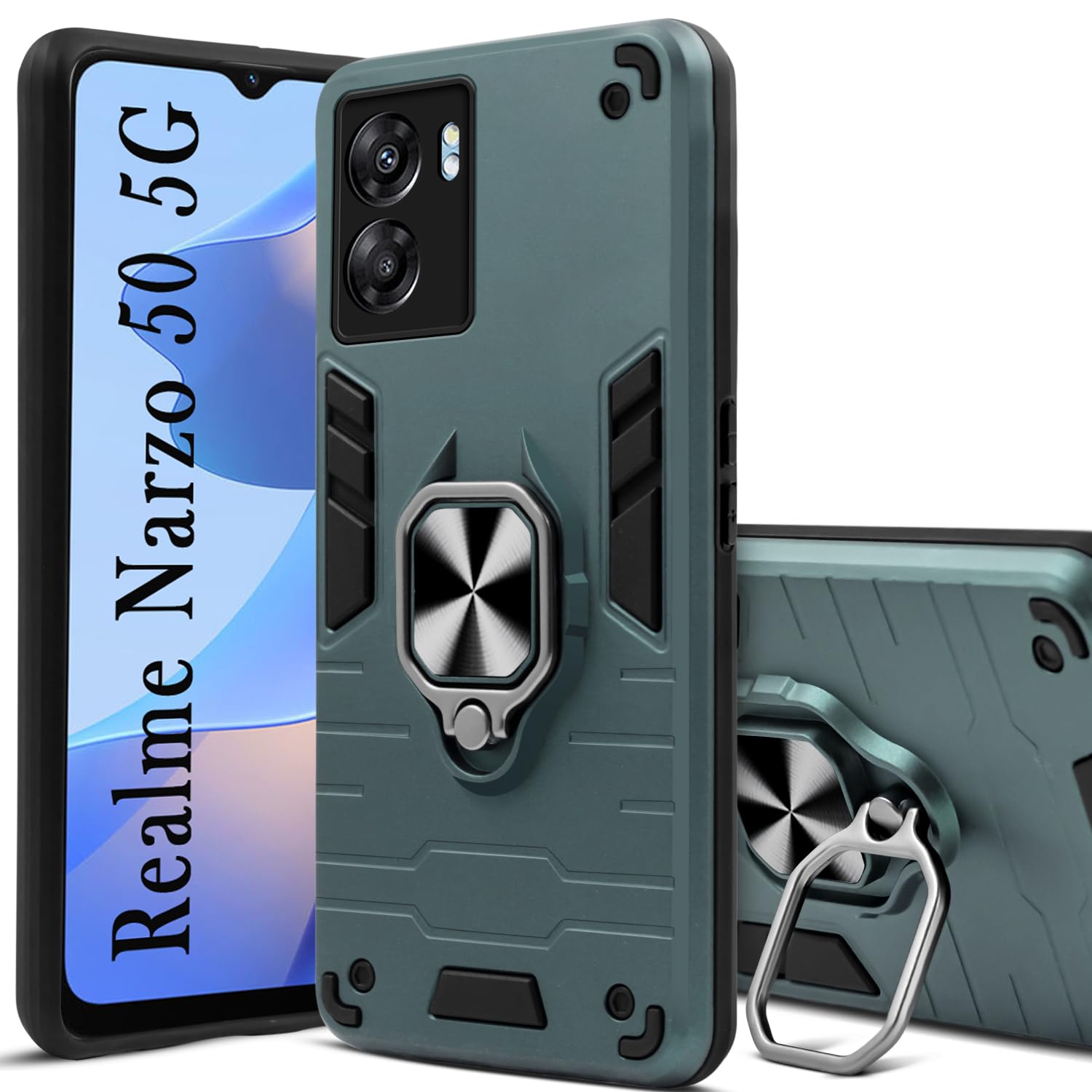 For Realme Narzo 50 5G Back Cover Case (Shockproof Dual Hybrid Armor)