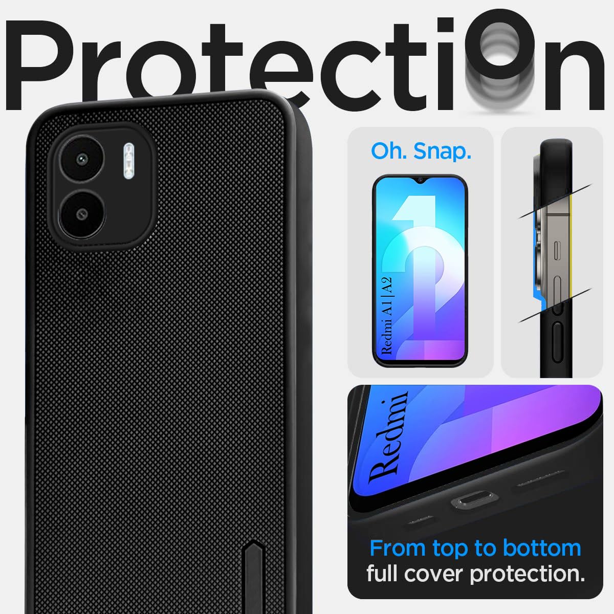 For Redmi A1 | Redmi A2 Back Cover Case Rubberised (Textured Grip Design| Micro-Fiber Cloth Inside | Slim and Light Weight | Soft Touch and Feel)