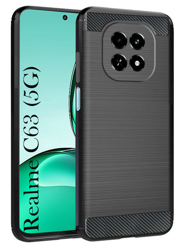 For Realme C63 5G Back Cover Case ( Hybrid Armor Case | Carbon Fiber Shockproof | Soft and Flexible)